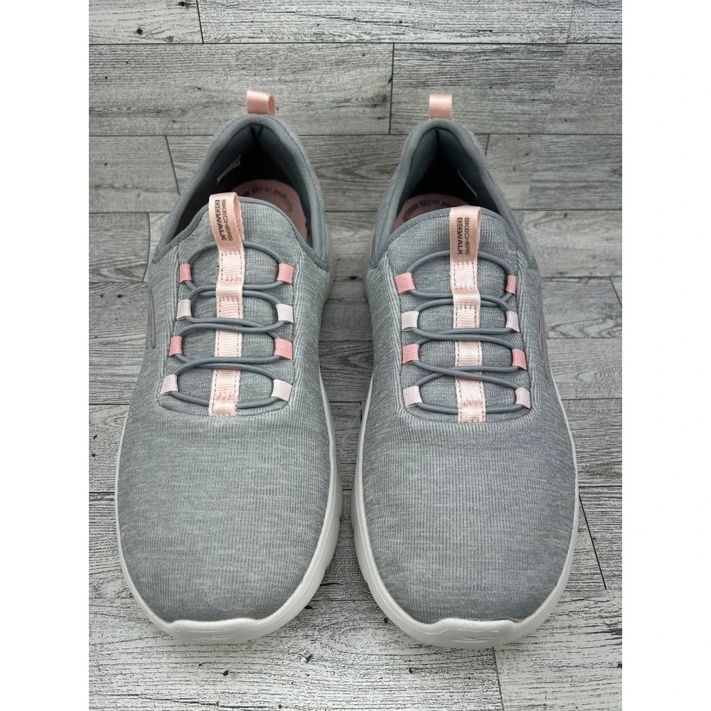 Skechers GoWalk 6 Women Size‎ 10 Grey Pink Slip On Walking Shoes 124956 GYPK